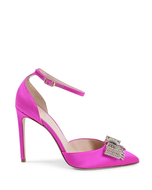 Satin Bow Pump - Fuxia