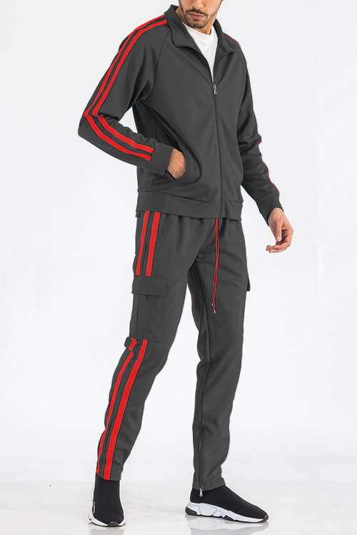 TWO STRIPE CARGO PANT SET