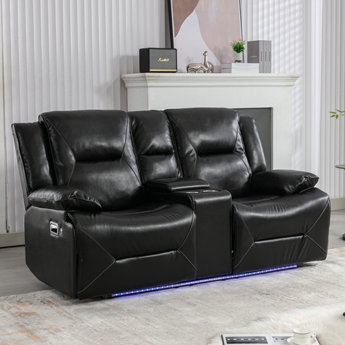 2 Seater Home Theater Recliner Manual Recliner Chair with a LED Light