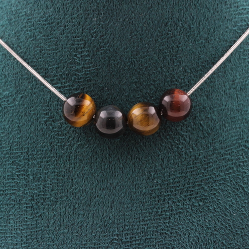 Tiger Eye Mix colors 8 mm 4 beads necklace