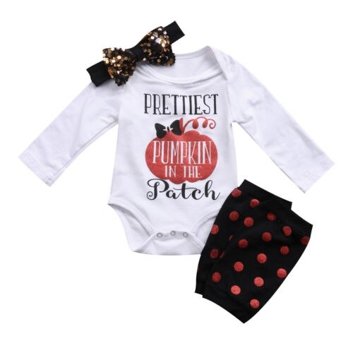 3Pcs Halloween Clothes Set Infant Kids Baby Girl