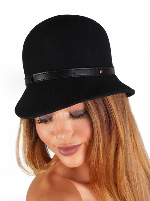 Western Fashion 69528 100 Percent Wool Felt Fedora Hat, Black - On