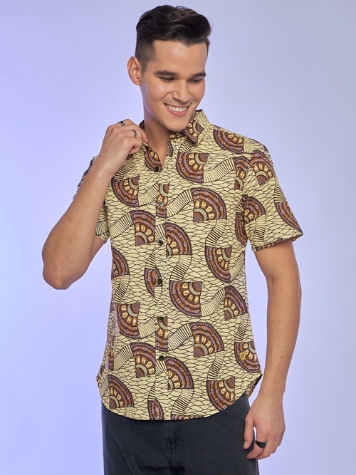 Abstract Printed Half Sleeve Casual Shirt (Size-XL) (Color-MULTICOLOR)