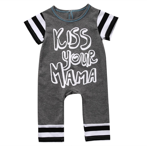 Gray Kiss Your Mama Fashion Newborn Baby