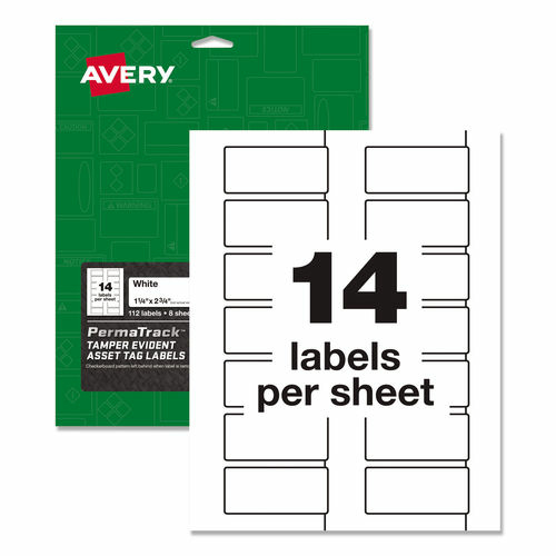 Avery-Dennison 60536 1.25 x 2.75 in. Asset Tag Label, White - Pack