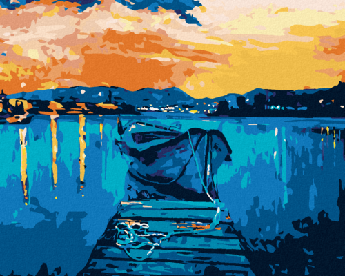 Paint by Numbers - PIER WITH A BOAT AT SEA