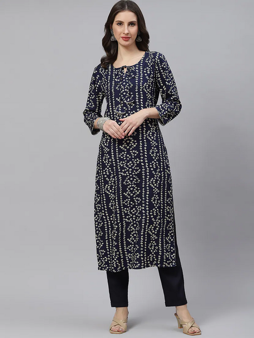Women's straight Loose fir  kurta (Size-S) (Color-BLUE)