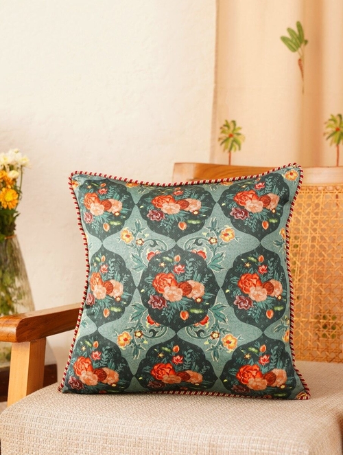 Multicolour Mashru Viscose Printed Cushion Cover (Size 23 x 16 Inch)
