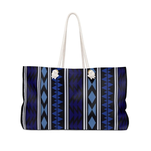 Weekender Tote Bag - Dark Blue Aztec Print