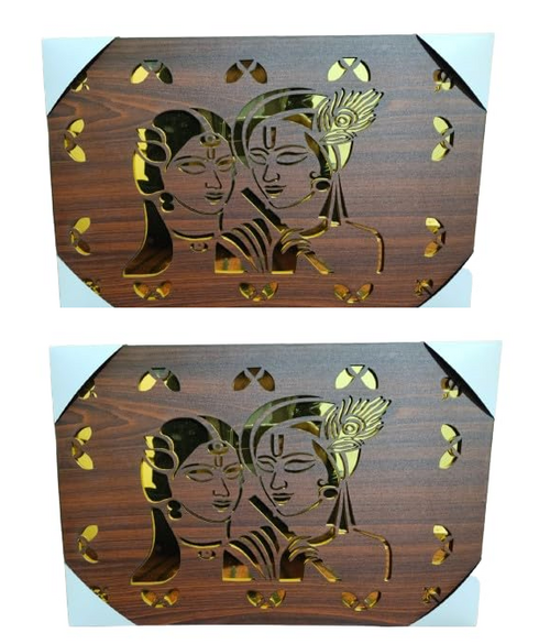 Radha Krishna Best LED Wood acrylic Photo Frame Wall Hanging Frame