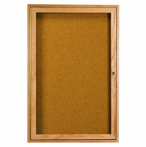 Main Aarco Products OBC2418R 1-Door Enclosed Bulletin Board - Oak image