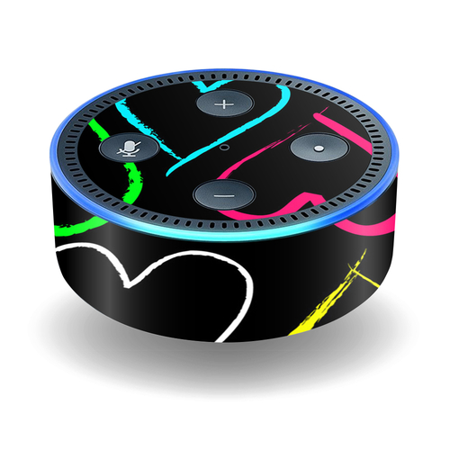 MightySkins AMEDOT2-Hearts Skin Decal Wrap for Amazon Echo Dot 2nd Gen