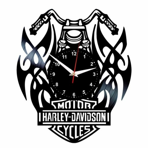 HARLEY-DAVIDSON ART DECOR HANDMADE VINYL RECORD WALL CLOCK