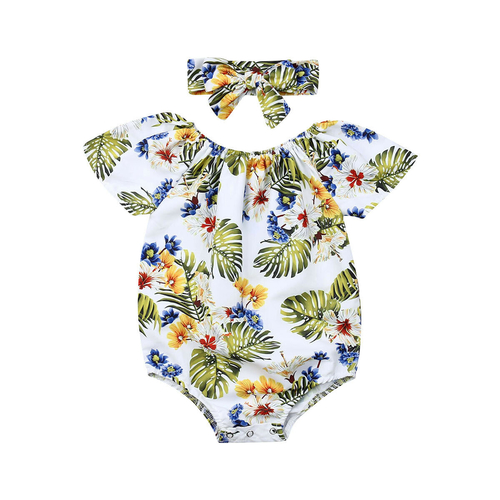 Cute Newborn Baby Girl Bodysuits Flowers Print