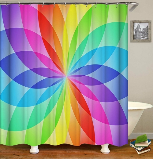 Rainbow Ellipses Circle Shower Curtain