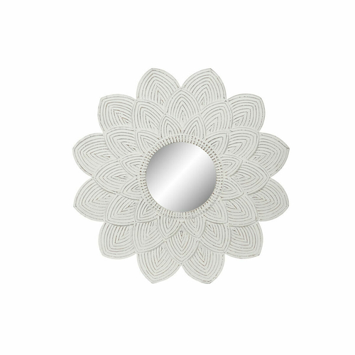 Wall mirror DKD Home Decor 8424001849970 Flower Crystal White MDF Wood