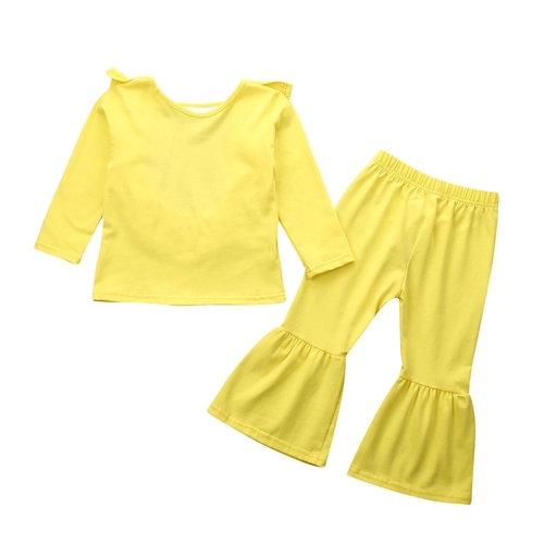 1 5Y Toddler Baby Girl Clothes Sets Solid Ruffle