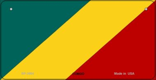 Smart Blonde BP-3994 3 x 6 in. Congo Flag Novelty Metal Bicycle Plate