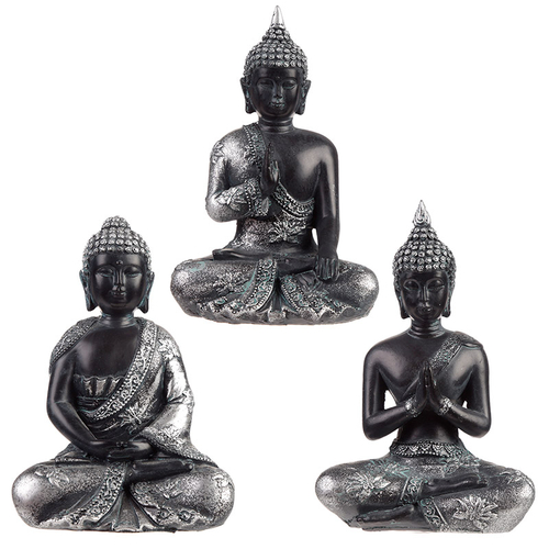 Decorative Black & Silver Thai Buddha - Meditation