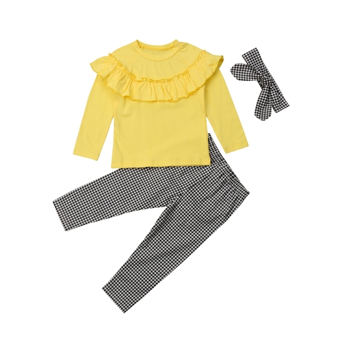 Little Girls Plaids Clothes Sets Toddler Kids Baby