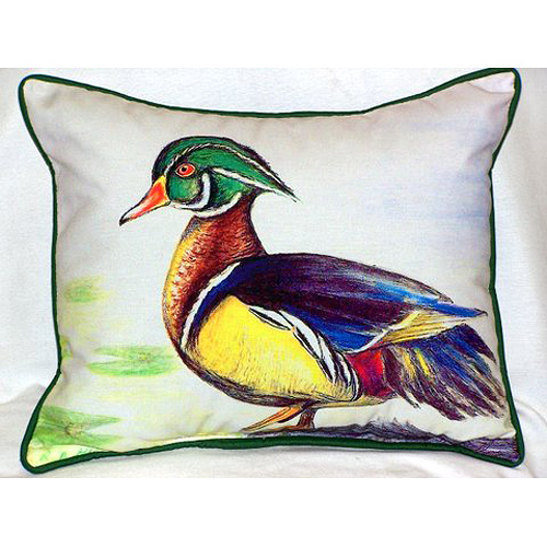 Betsy Drake HJ145 Male Wood Duck Large Indoor-Outdoor Pillow 16 in. x 