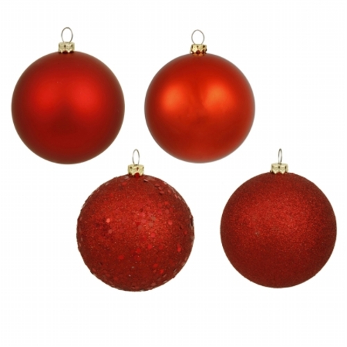Vickerman N590603 2.4 in. Red 4 Finish Ornament Asst 24-Box