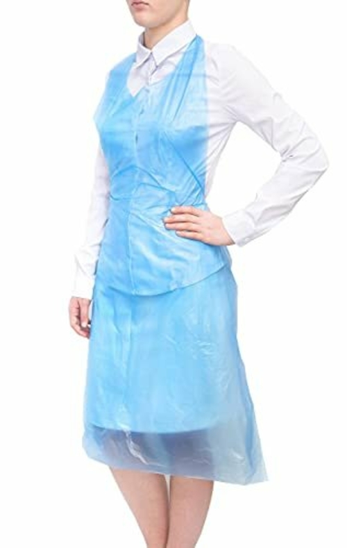 1000 Pack Blue PE Aprons 28 x 46 inches. 2 Mil Disposable Polyethylene