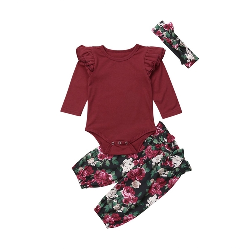  Newborn Baby Girls Floral Clothes Jumpsuit
