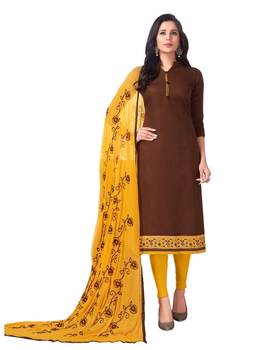 Generic Women's Cotton Salwar Material (Coffee,