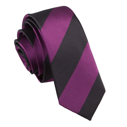 Striped Skinny Tie - Purple & Black
