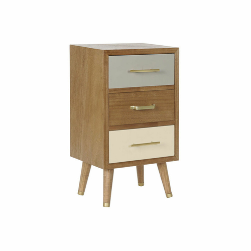 Nightstand DKD Home Decor Metal Paolownia wood Grey Multicolour Cream