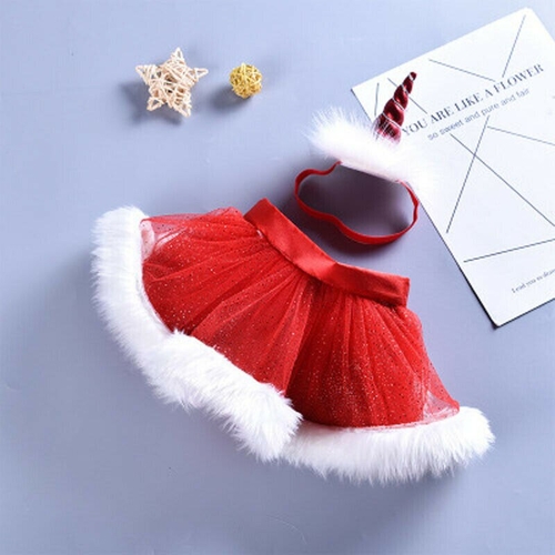 Christmas Toddler Baby Girl Skirts Headband 2pcs