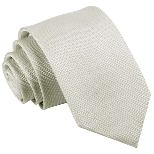Solid Check Slim Tie - Ivory