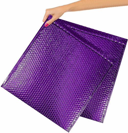 Metallic Purple Bubble Mailers 15 x 17, Poly Padded Envelopes Pack of