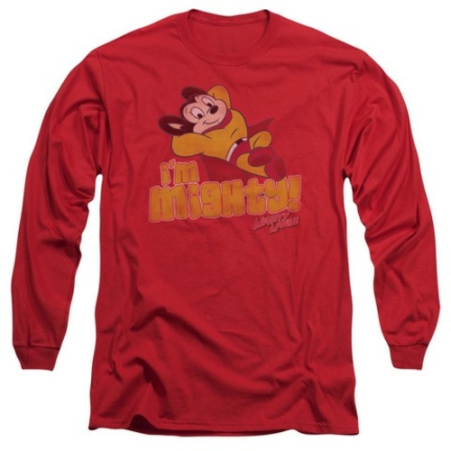 Trevco Mighty Mouse-I Am Mighty - Long Sleeve Adult 18-1 Tee - Red- 2X