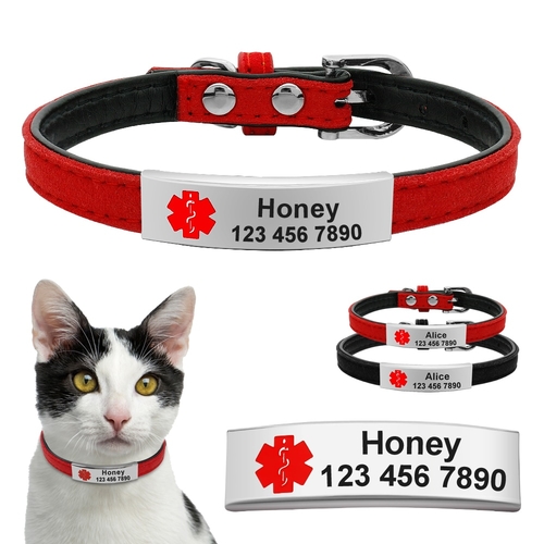 Personalized Cat Collar Tag ESA Soft Leather Small