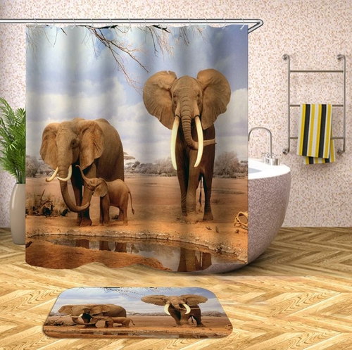 Elephants In The Wild Shower Curtain