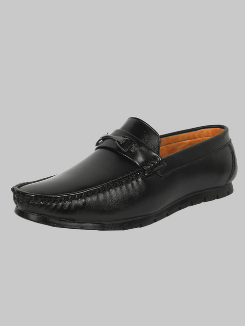 Black Woven leather slip on loafers (Size-7) (Color-BLACK)