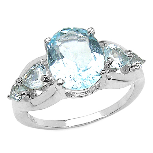 4.31 Carat Genuine Blue Topaz .925 Sterling Silver Ring