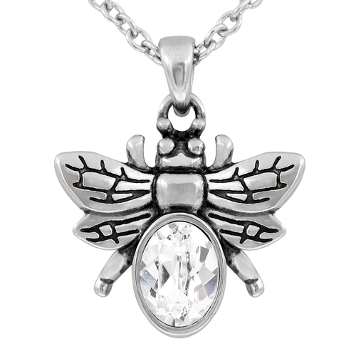 Steel Bee Necklace with Swarovski Crystal