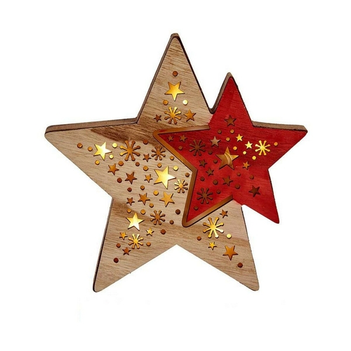 Christmas star Light 2,3 x 18,2 x 19 cm Red Wood Brown