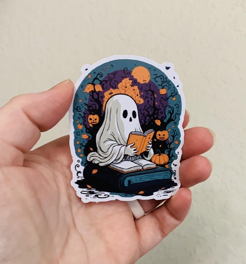 Reading by Moon Light- Creepy Reader Stickers/Magnet