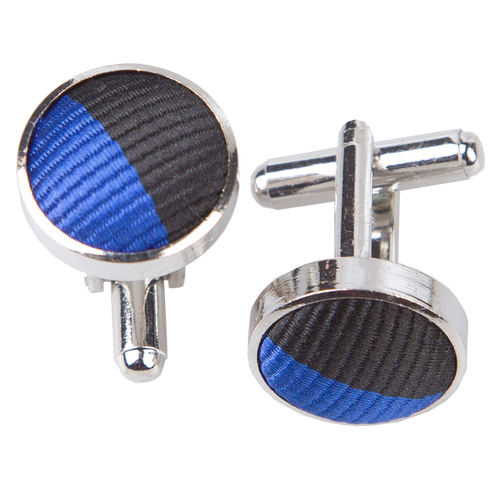 Striped Cufflinks - Royal Blue & Black