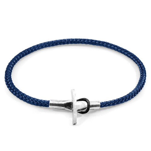 Navy Blue Cambridge Silver and Rope Bracelet