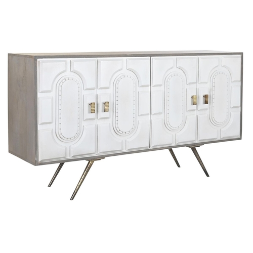 Sideboard DKD Home Decor Grey Golden Metal White Mango wood (152 x 43