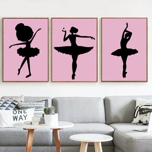 Cartoon Ballet Dancing Girl Wall Art