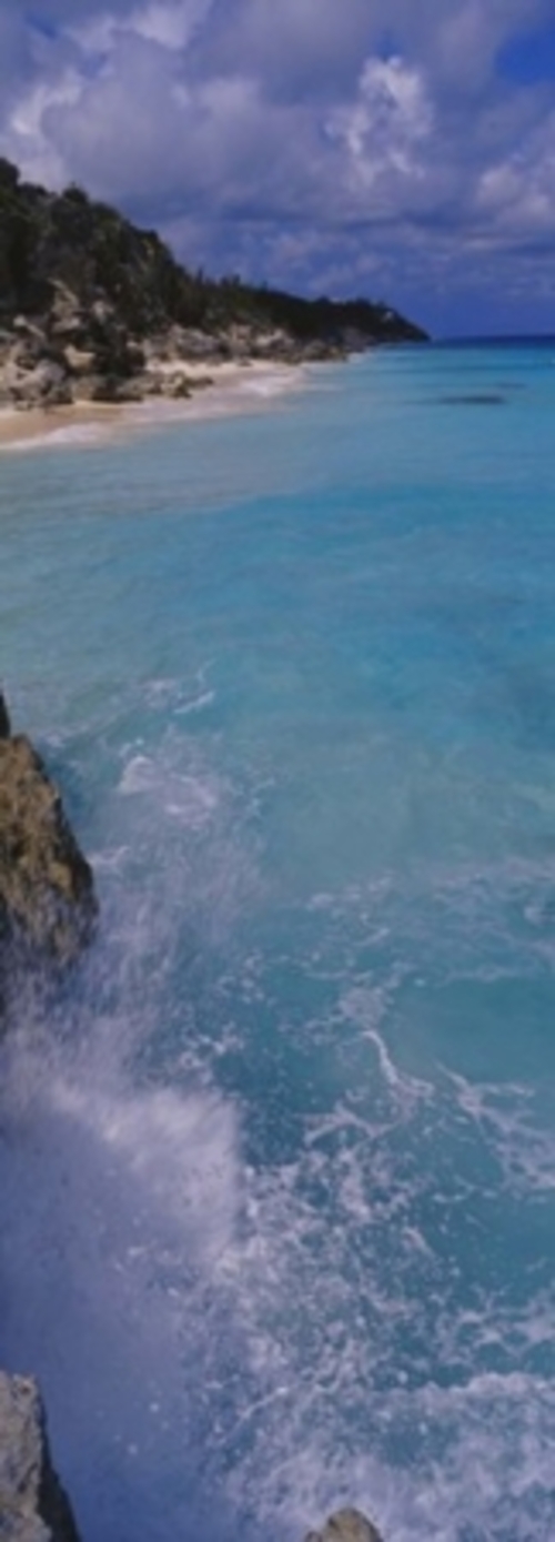 Waves breaking on rocks  Bermuda Poster Print by  - 12 x 36