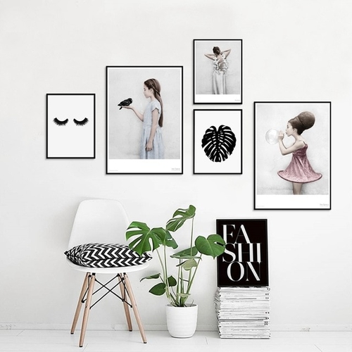 Nordic Style Beautiful Girls Canvas Art Prints and