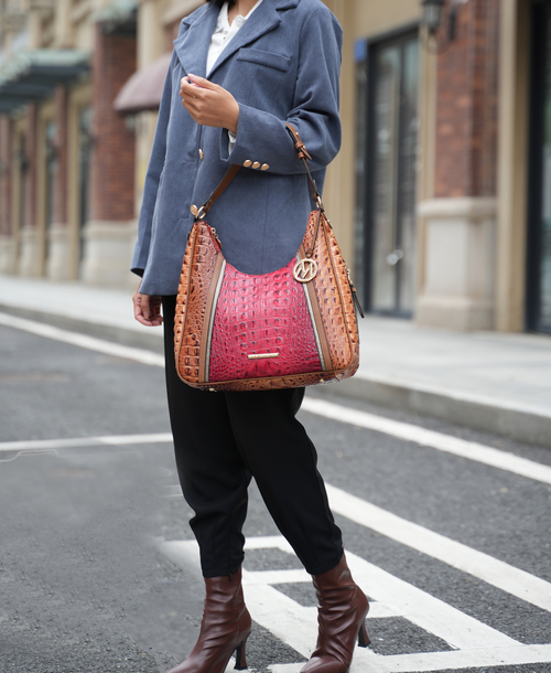 Becket Faux Crocodile Embossed Vegan Leather Women Shoulder Bag 