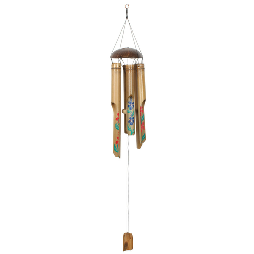 Painted Hibiscus Bamboo Windchime